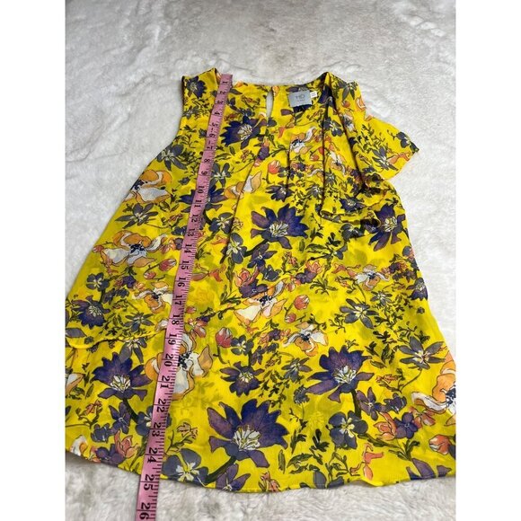 Anthropologie HD in Paris yellow floral ruffle blouse women size 6 - Picture 4 of 5
